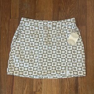 Altar'd State Tan and White Patterned Mini Skirt